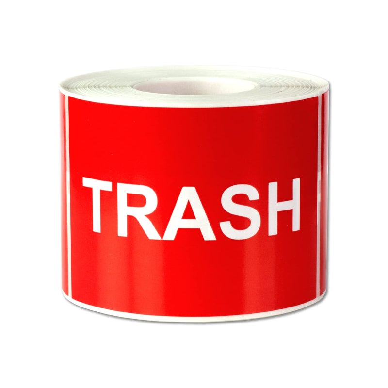 OfficeSmartLabels Trash Labels (3 x 2 inch, Red - 300 Labels) Trash Disposal Sign Stickers for Garbage Disposal, Waste Bins - Image 1